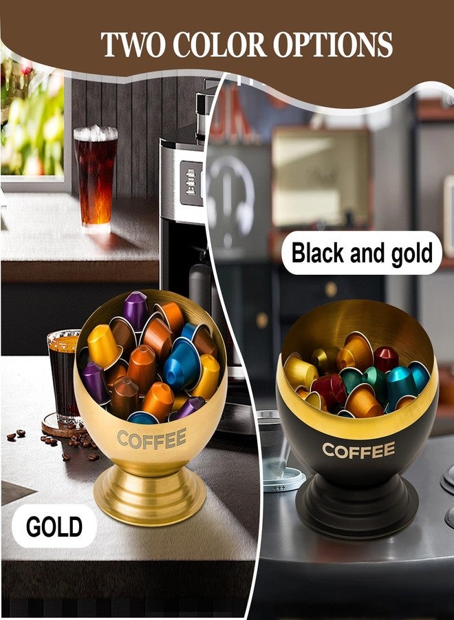 Fakindiy Coffee Pod Holder, Black & Gold Metal Coffee Pod Storage, Capsule Container Bowl, Coffee Pod Organizer for Kitchen Counter and Office Desktop (Black+Gold) - Image 3